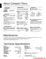 Предварительный просмотр 10 страницы Technics SL-E10 Operating Instructions Manual