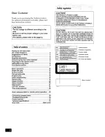 Предварительный просмотр 2 страницы Technics sl-mc410 Operating Instructions Manual