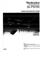 Предварительный просмотр 1 страницы Technics SL-PS700 Operating Instructions Manual