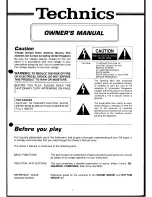 Preview for 3 page of Technics SX-GA1 Owner'S Manual