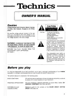 Preview for 3 page of Technics SX-KN6000 Owner'S Manual