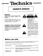 Preview for 3 page of Technics sx-PR51 Owner'S Manual