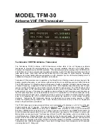 Preview for 1 page of Technisonic Industries Limited TFM-30 Installation And Operating Instructions Manual