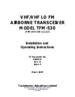 Предварительный просмотр 1 страницы Technisonic Industries Limited TFM-530 Installation And Operating Instructions Manual