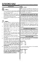 Предварительный просмотр 10 страницы Tecno-gaz IGEN - HAND Operating Manual