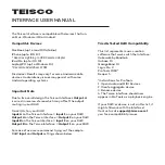 Teisco Interface User Manual предпросмотр