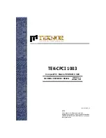 Teknor Industrial Computers TEK-CPCI 1003 Technical Reference Manual preview