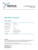 Предварительный просмотр 1 страницы TEKTELIC Communications BLE ASSET TRACKER User Manual