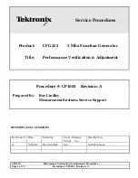 Предварительный просмотр 1 страницы Tektronix CFG253 Service Procedures