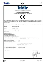 Preview for 4 page of Telair ENERGY 2510B User'S Operating Instruction And Installation Manual