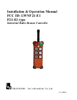 Preview for 1 page of Telecrane F21-E1 Installation & Operation Manual