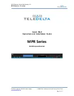 Teledelta MPR Series Quick Start Operation And Installation Manual предпросмотр