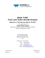 TELEDYNE API T100U Addendum To The Operation Manual preview