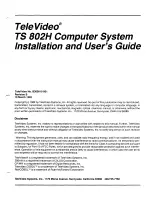 TeleVideo TS 802H Installation And User Manual предпросмотр