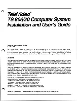 Preview for 3 page of TeleVideo TS 806/20 Installation And User Manual