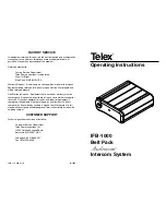 Preview for 1 page of Telex Audiocom IFB-1000 Operating Instructions