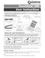 Предварительный просмотр 1 страницы Telstra Touchfone 400 Instructions For Use