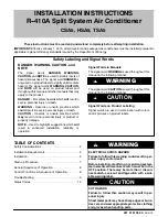 Tempstar CSA5 Installation Instructions Manual preview