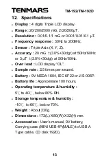 Preview for 15 page of Tenmars TM-192 Manual