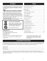 Preview for 2 page of Tennant V-WA-30 Operator And Parts Manual