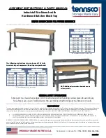 Tennsco Industrial Workbench with Hardwood Butcher Block Top Assembly Instructions/Parts Manual preview