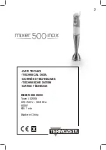 Предварительный просмотр 2 страницы Termozeta MIXER 500 INOX Instruction Booklet