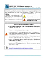 Preview for 2 page of Terra Universal Ductless Exhaust Fume Hood Installation And Operating Manual