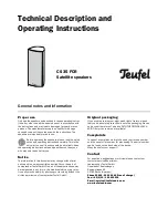 Preview for 1 page of Teufel CS 35 FCR Technical Description And Operating Instructions