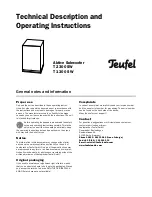 Teufel T 2300 SW Technical Description And Operating Instructions preview