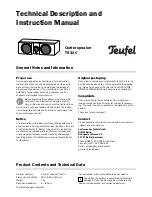 Предварительный просмотр 1 страницы Teufel T 530 C Technical Description And Instruction Manual