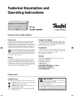 Preview for 1 page of Teufel VT 12 Operating Instructions