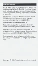 Preview for 3 page of Texas Instruments TI-1795 Quick Reference Manual