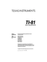 Preview for 3 page of Texas Instruments TI-81 Manual Book