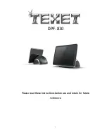 Preview for 1 page of texet DPF-830 Instructions For Use & Care