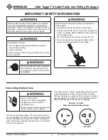 Preview for 6 page of Textron GREENLEE Ultra Tugger 8 Instruction Manual