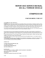 Preview for 3 page of Textron Stampede 900 2017 Repair And Service Manual