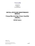 Preview for 1 page of Thales 82166 Series Installation And Maintenance Manual