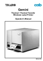 Tharo Systems Gemini Operator'S Manual preview