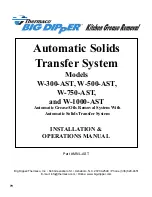 Preview for 1 page of Thermaco Big Dipper W-750-AST Installation & Operation Manual