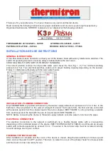 Предварительный просмотр 1 страницы Thermitron K3P Prisma Installation And Use Instructions