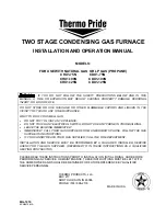 Preview for 1 page of Thermo Pride CDX1-100N Installation And Operation Manual