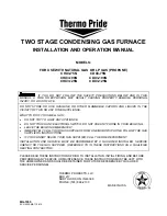 Preview for 1 page of Thermo Pride CDX3-100N Installation And Operation Manual