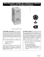 Предварительный просмотр 1 страницы Thermo Pride Thermo Pace Downflow/Horizontal Furnace Installer'S Information Manual