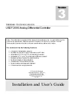 Предварительный просмотр 1 страницы Thermo Technologies USDT 2005 Installation And User Manual