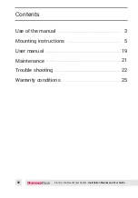 Preview for 2 page of ThermoFlow Elex 12 Installation Manual, User Manual, And Warranty Information