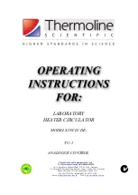 Preview for 1 page of Thermoline Scientific TU-1 Operating Instructions Manual