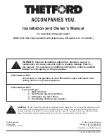 Preview for 1 page of Thetford N604.3 Installation And Owner'S Manual