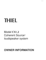 Preview for 1 page of Thiel CS 1.2 User Manual