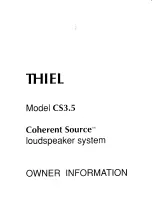 Предварительный просмотр 1 страницы Thiel CS 3.5 User Manual