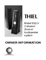 Preview for 1 page of Thiel CS2.3 Owner'S Information